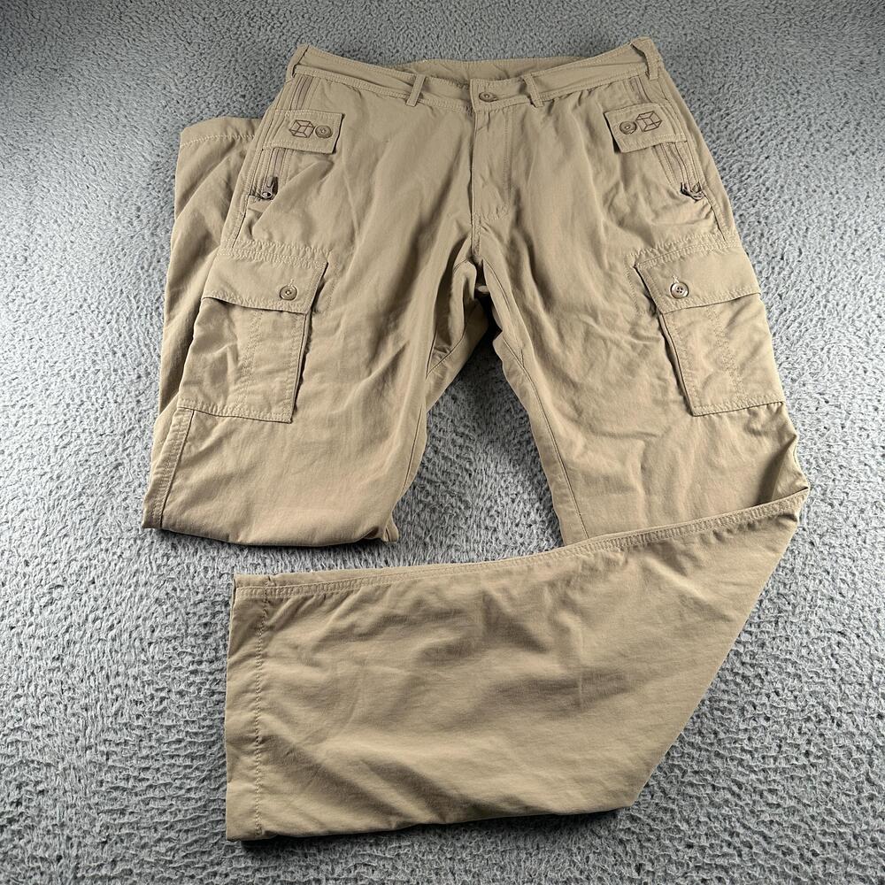 Clothing Arts Pick-Pocket Proof Cargo Pants Mens 32 Beige Nylon Travel Security